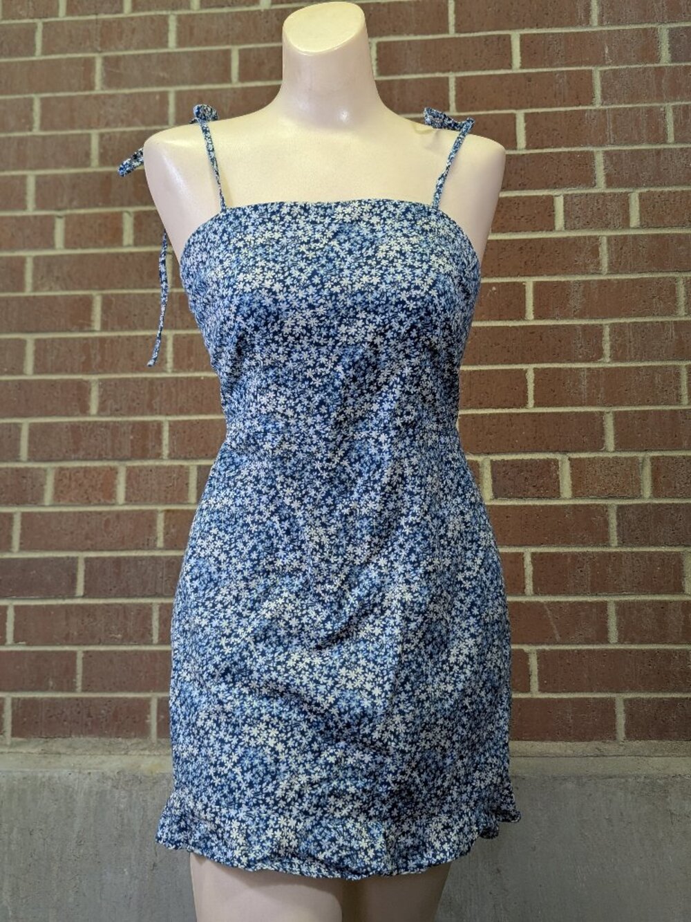 Abercrombie & Fitch Blue Floral Mini Dress S Cottagecore Sundress Y2K Style